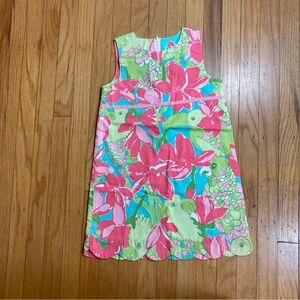 Lilly Pulitzer size 6 girls sundress pink flowers green birds